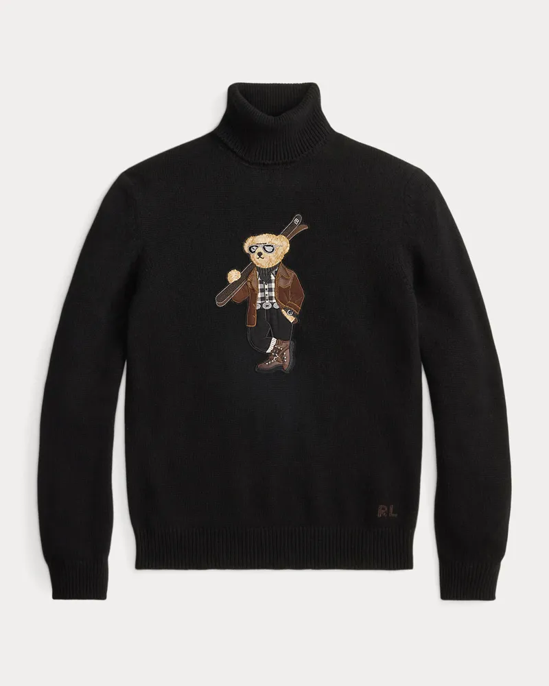 Ralph Lauren Kaschmir-Rollkragenpullover mit Bear Black