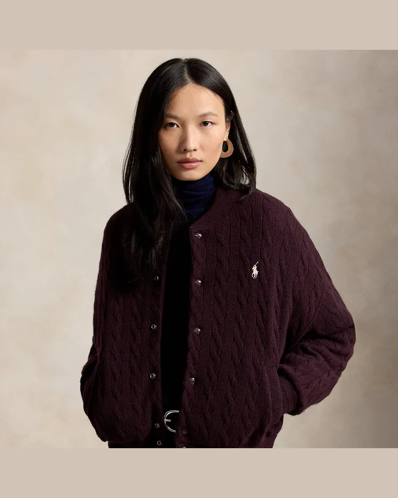 Ralph Lauren Woll-Kaschmir-Jacke mit Zopfmuster Purple
