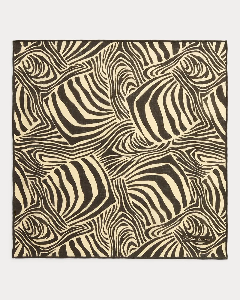 Ralph Lauren Einstecktuch aus Leinen mit Zebramuster Black