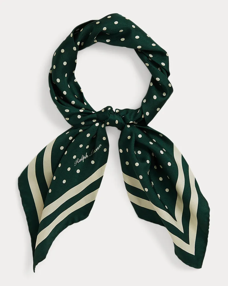 Ralph Lauren Gepunktetes Halstuch aus Seidentwill Green