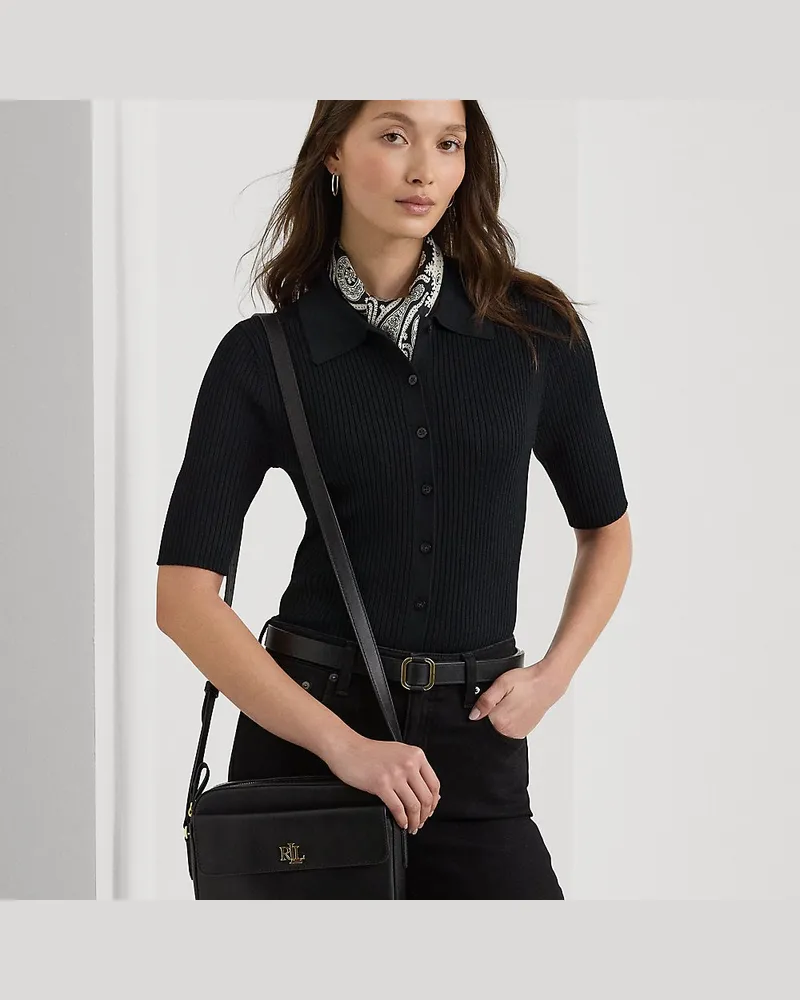 Ralph Lauren Mittelgroße Kameratasche Marcy aus Leder Black