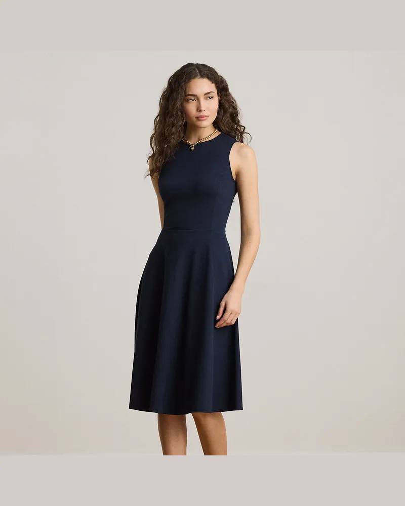 Ralph Lauren Ärmelloses Kleid aus Ponté Blue