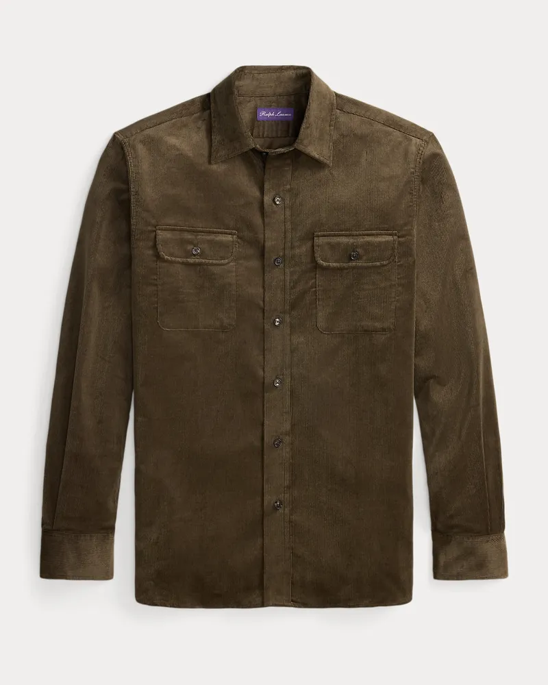 Ralph Lauren Hemd aus fein geripptem Kordsamt Green