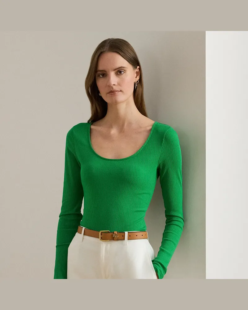 Ralph Lauren Langärmliges T-Shirt in Rippenstrick Green