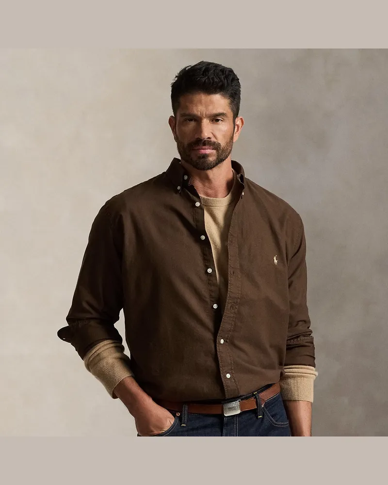 Ralph Lauren Große Größen - Konfektioniert gefärbtes Oxfordhemd Brown