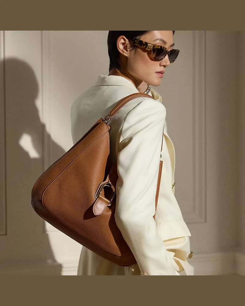 Ralph Lauren Schultertasche Welington aus Kalbsleder Gold