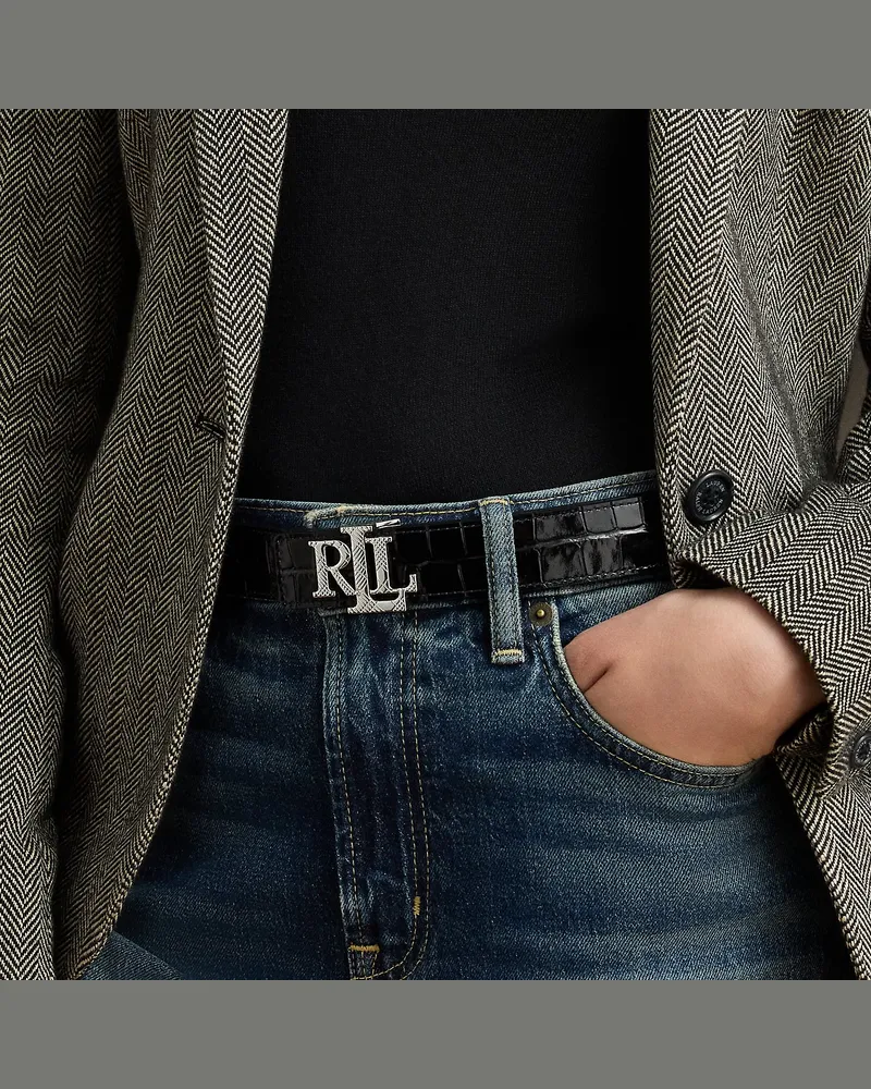 Ralph Lauren Logo-Wendegürtel mit Krokodilprägung Black