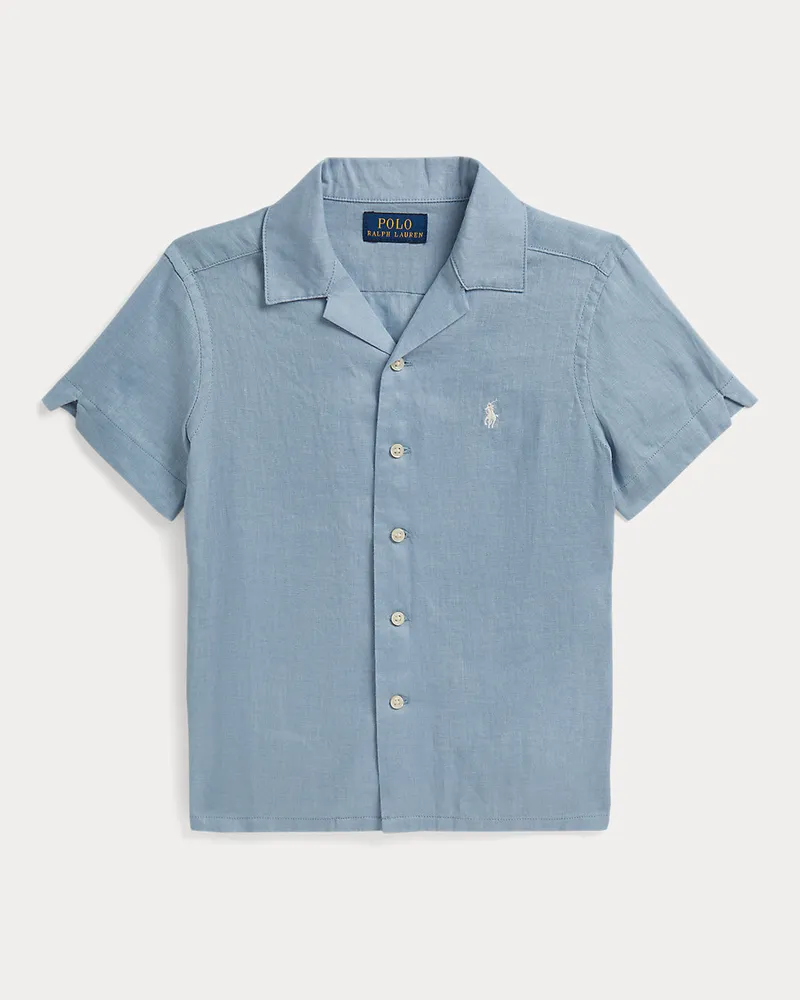 Ralph Lauren Freizeit-Kurzarmhemd aus Leinen Blue