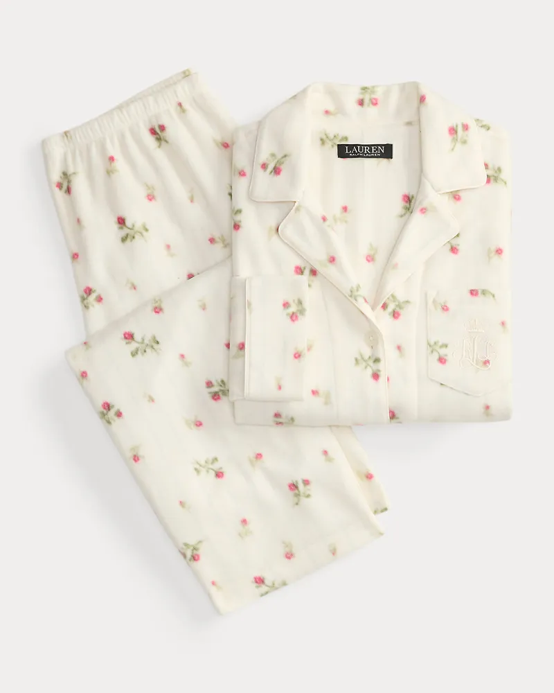 Ralph Lauren Geblümter Pyjama aus Fleece White