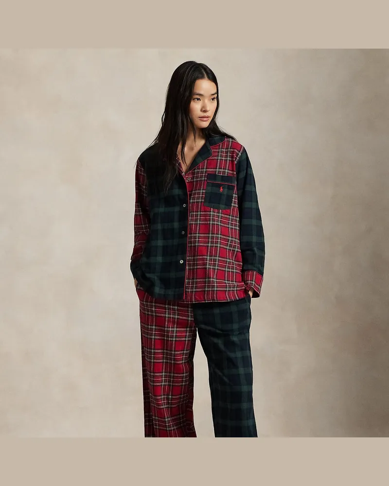 Ralph Lauren Langärmliger Pyjama mit Karomuster Red
