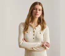 Langärmliger Polo-Rippenstrickpullover