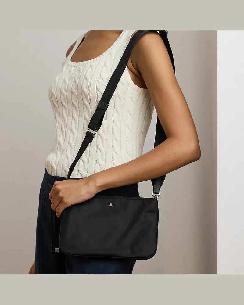 Ralph Lauren Mittelgroße Nylon-Umhängetasche Landyn Black