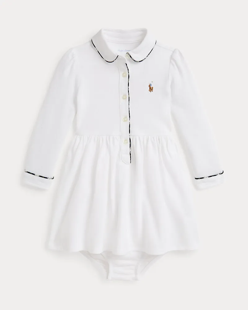 Ralph Lauren Piqué-Oxfordkleid und Höschen White