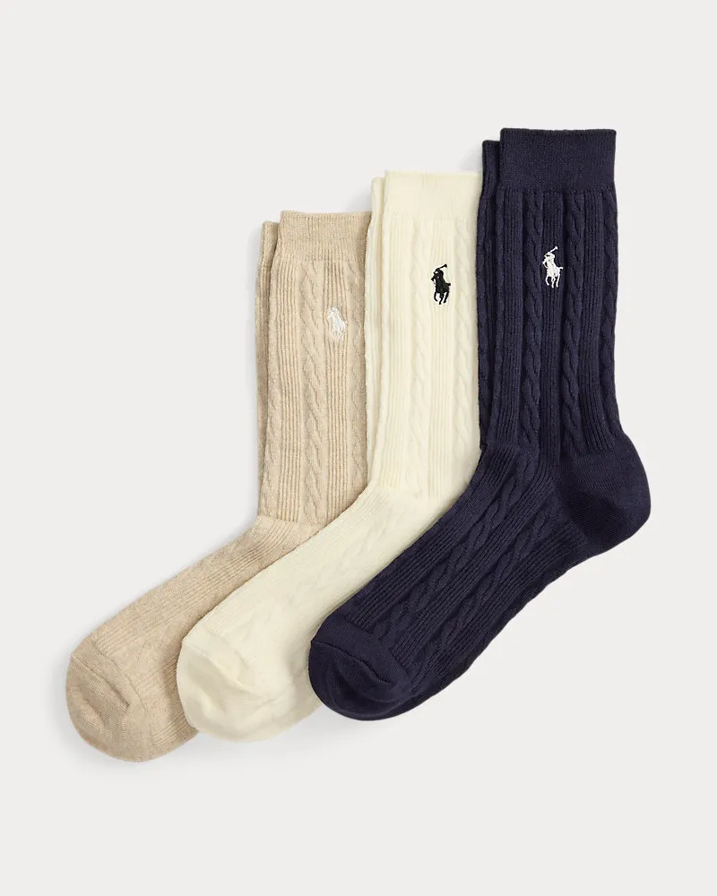 Ralph Lauren 3er-Pack Crew-Socken mit Zopfmuster Multi