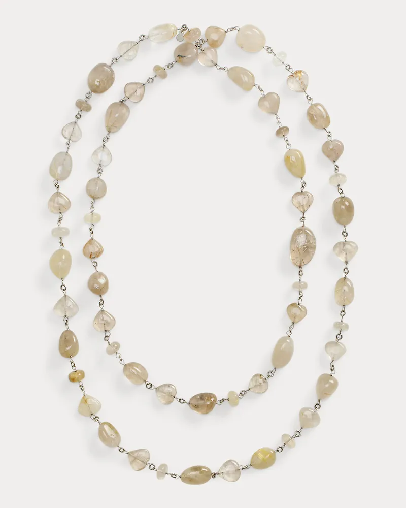 Ralph Lauren Lange Halskette mit kleinen Perlen Cream