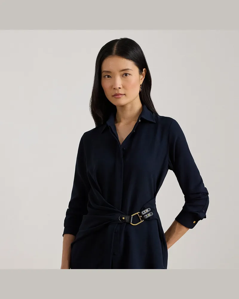 Ralph Lauren Georgette-Bluse mit Schnallenbesatz Blue