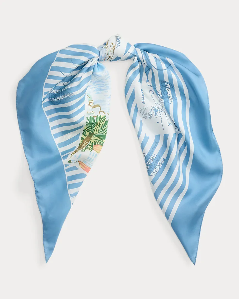 Ralph Lauren Gestreiftes Seidentuch mit Motiv Blue