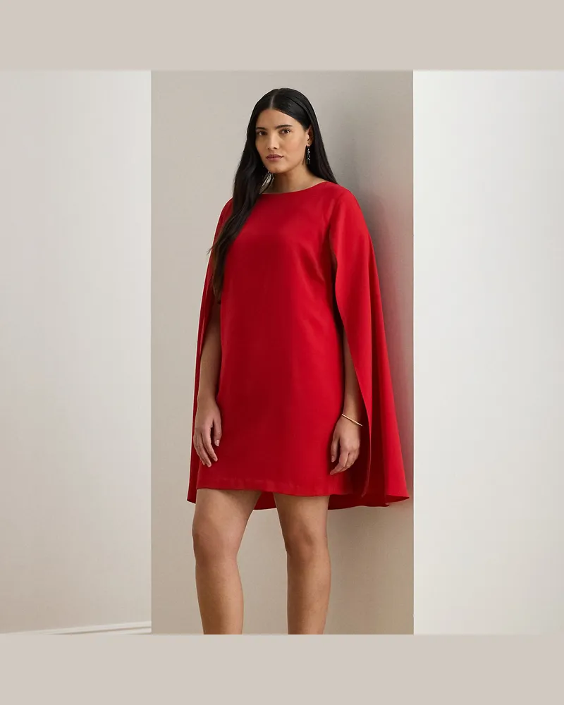 Ralph Lauren Plus Größen - Cape-Cocktailkleid aus Georgette Red