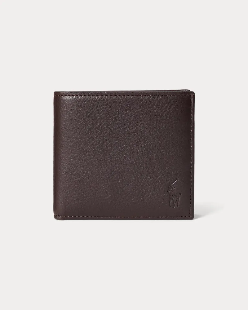 Ralph Lauren Narbenleder-Brieftasche mit Münzfach Brown