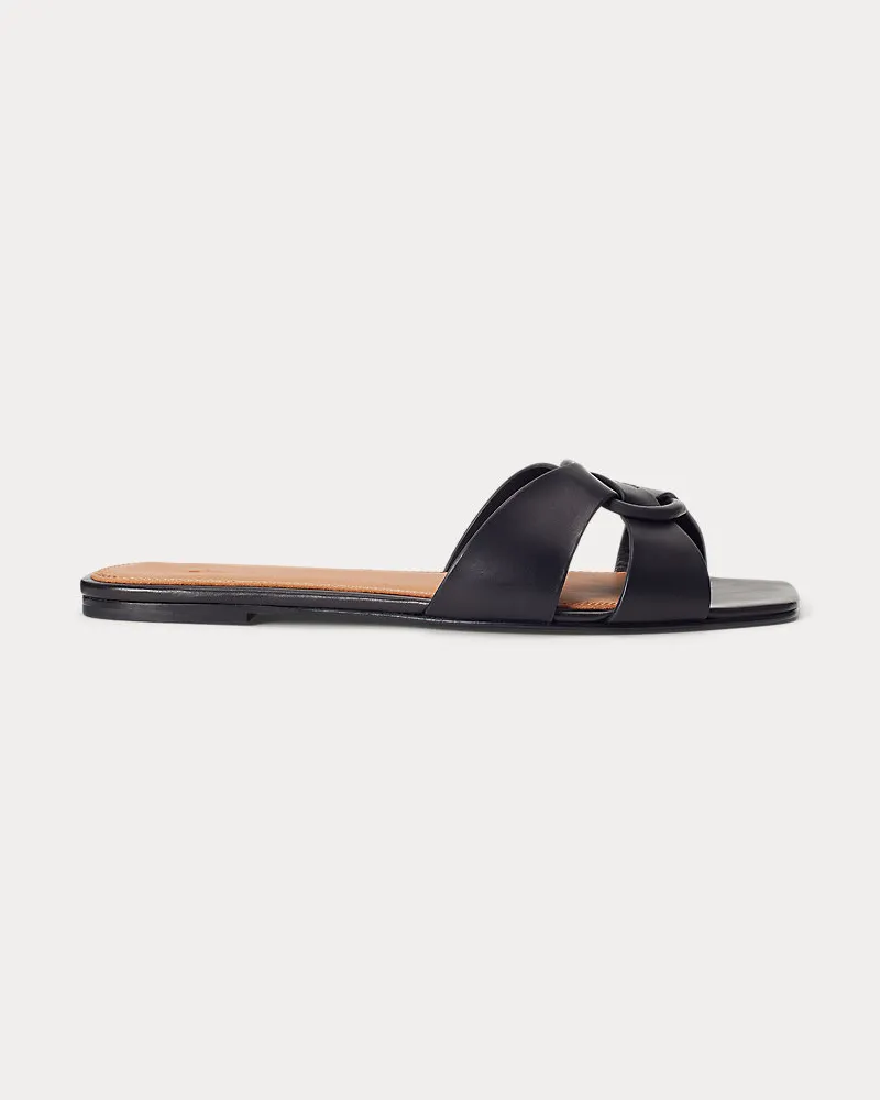 Ralph Lauren Ledersandale mit O-Ring Black