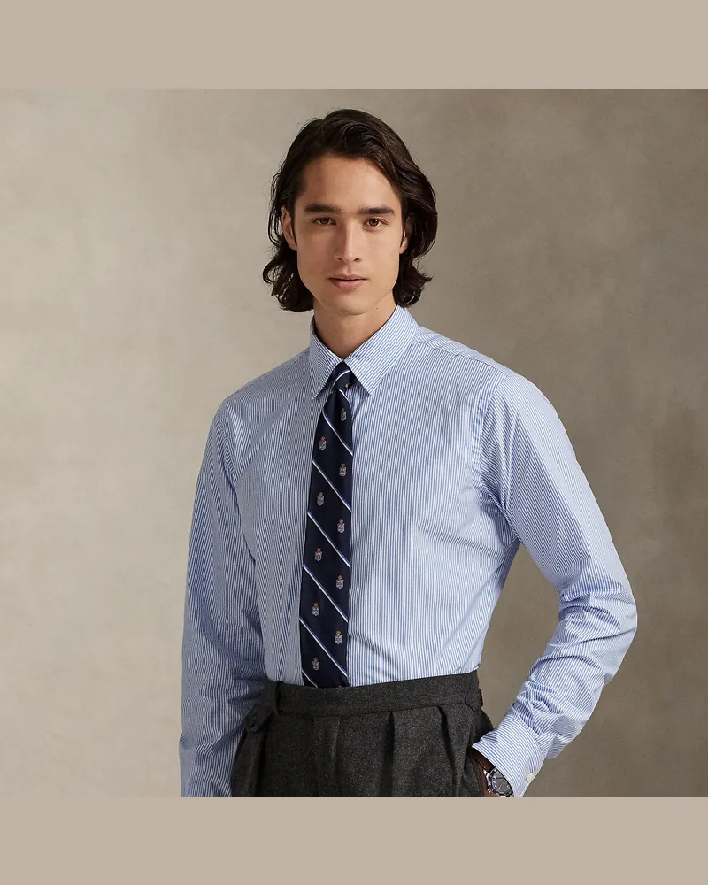 Ralph Lauren Gestreiftes Classic-Fit Popelinehemd Blue