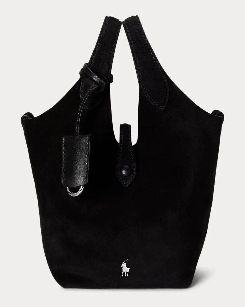 Ralph Lauren Kleine Wildleder-Tragetasche Polo Play Black