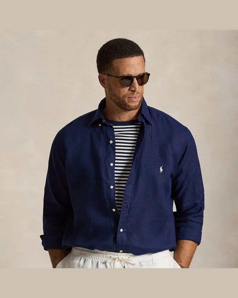 Ralph Lauren Große Größen - Leinenhemd Blue