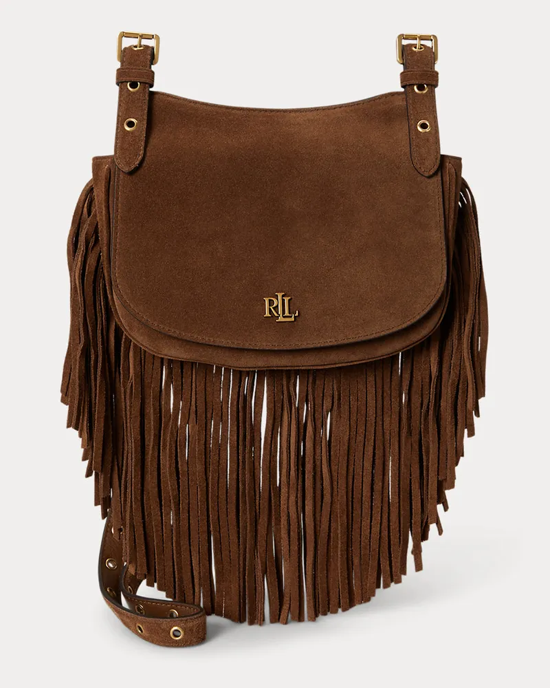 Ralph Lauren Umhängetasche Marcy mit Fransenbesatz Brown