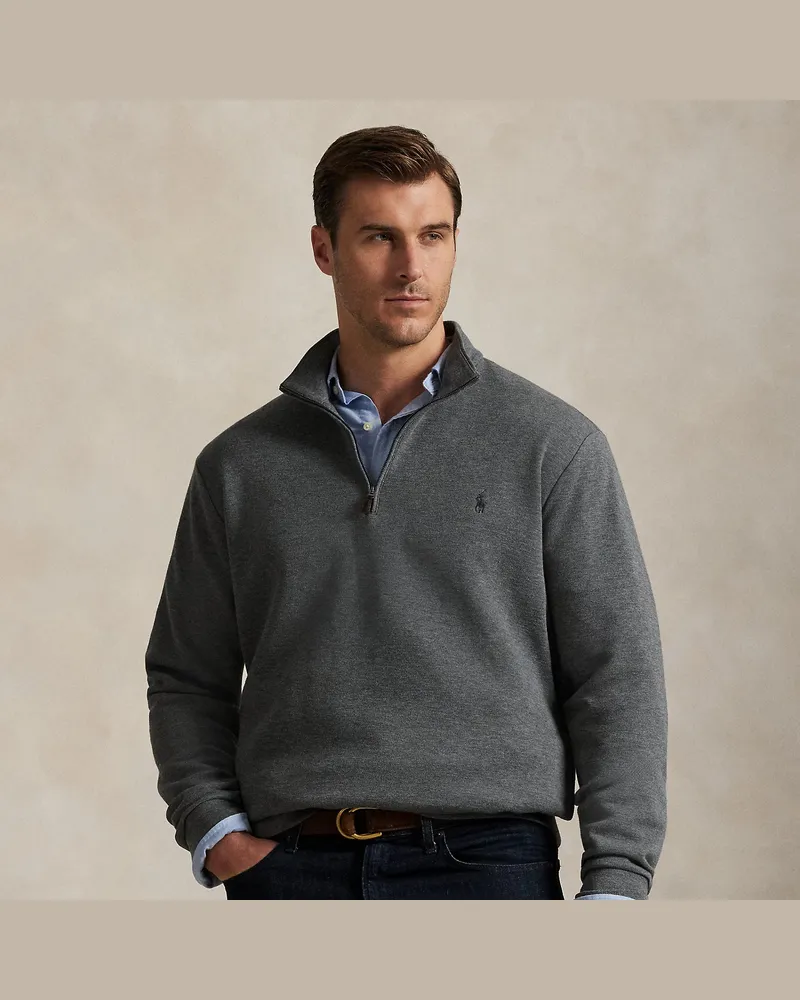 Ralph Lauren Große Größen - Piqué-Pullover mit Viertelreißverschluss Grey