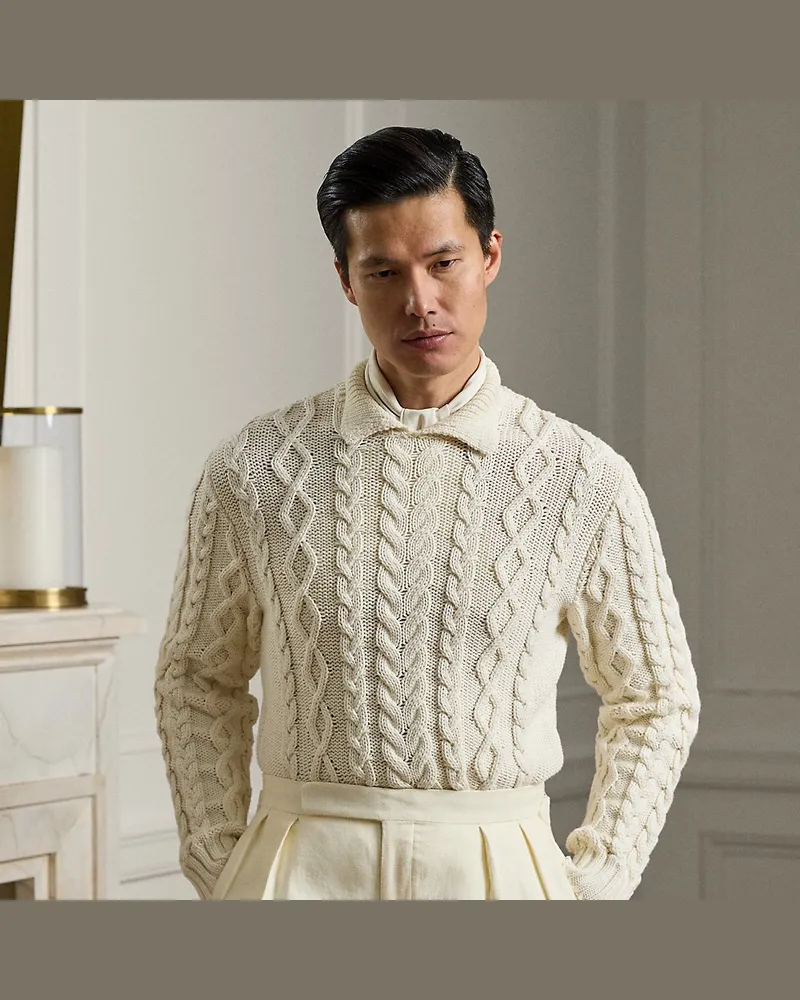 Ralph Lauren Pullover mit Zopfmuster Cream