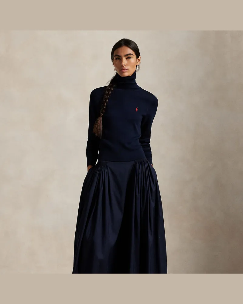 Ralph Lauren Maxirock aus Baumwoll-Seiden-Faille Blue