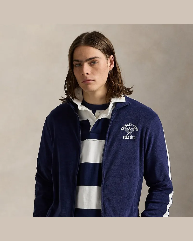 Ralph Lauren Bestickte Trainingsjacke aus Frottee Blue