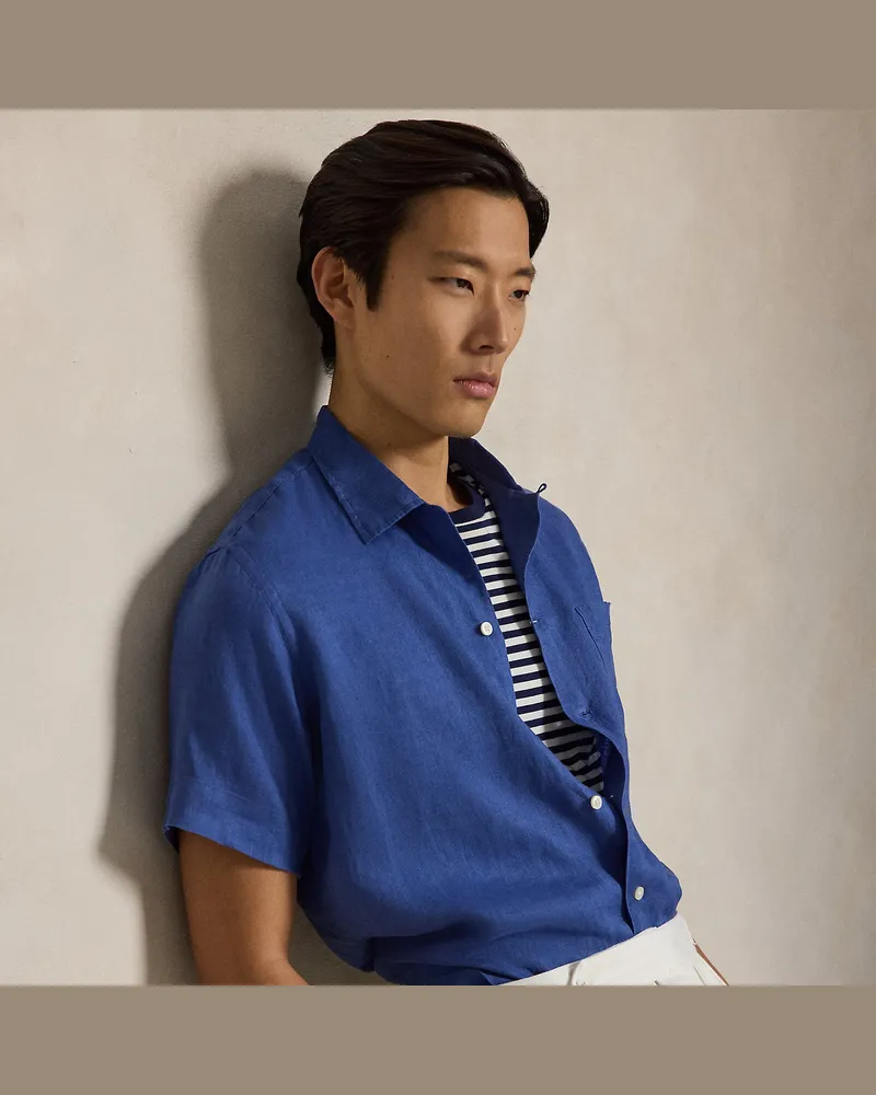 Ralph Lauren Classic-Fit Leinen-Kurzarmhemd Blue