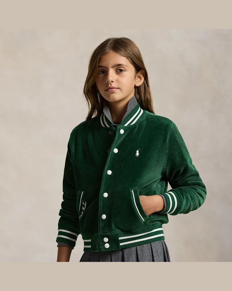 Ralph Lauren Velours-Baseballjacke mit Logo Green