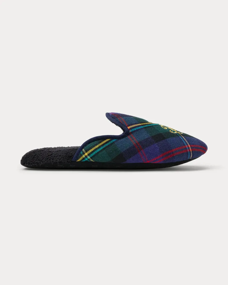 Ralph Lauren Karierte Hausschuhe mit Monogramm Green