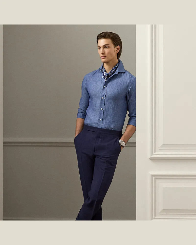 Ralph Lauren Handgeschneiderte Hose Gregory mit Seide Blue