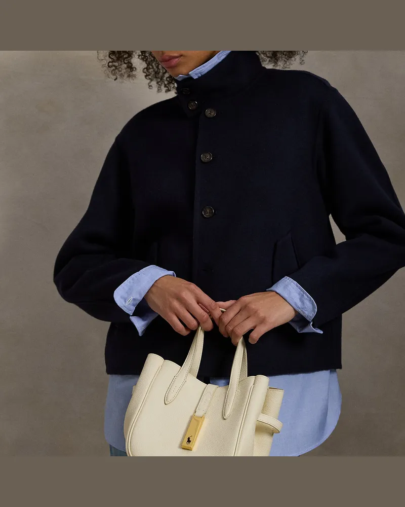 Ralph Lauren Kleine Tragetasche Polo ID aus Leder Cream