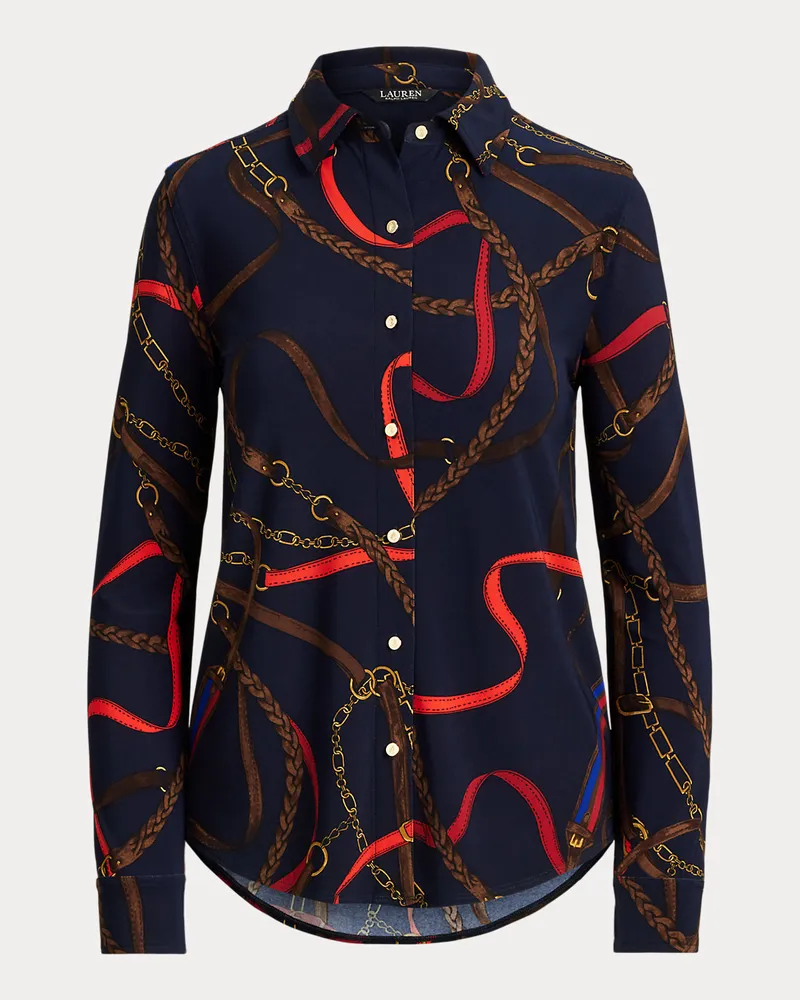 Ralph Lauren Slim-Fit Jerseyhemd mit Gürteldruck Blue