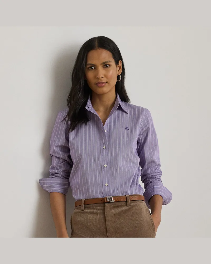 Ralph Lauren Gestreiftes Classic-Fit Baumwollhemd Purple