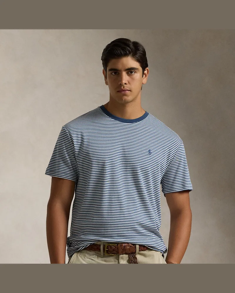 Ralph Lauren Gestreiftes Classic-Fit Baumwoll-T-Shirt Blue