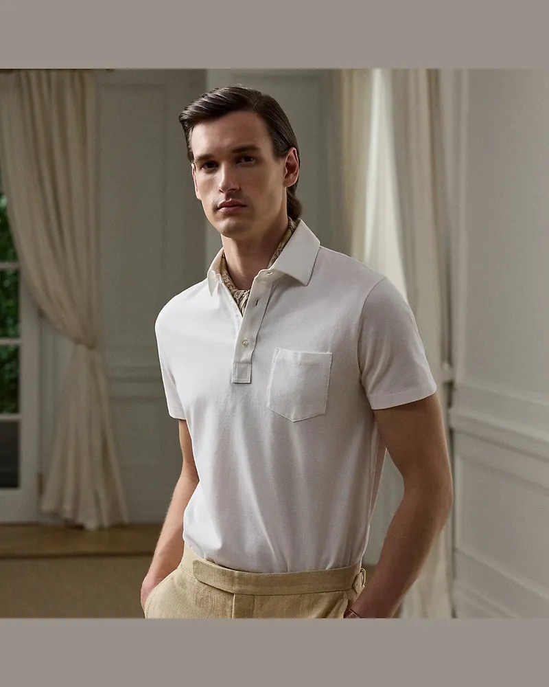 Ralph Lauren Vorgewaschenes Custom-Slim-Fit Poloshirt White