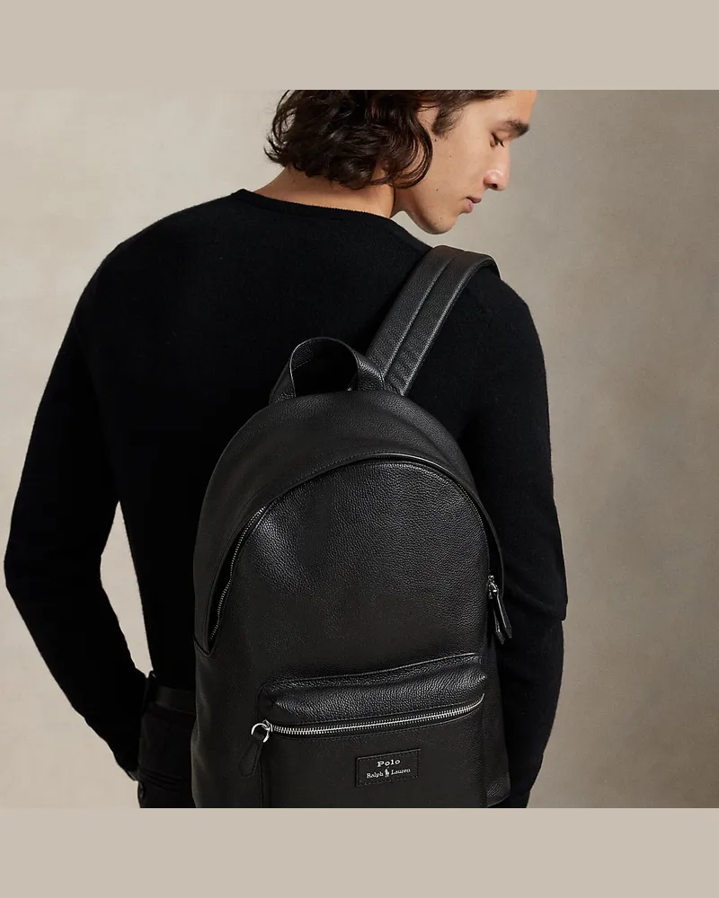 Ralph Lauren Rucksack aus Narbenleder Black