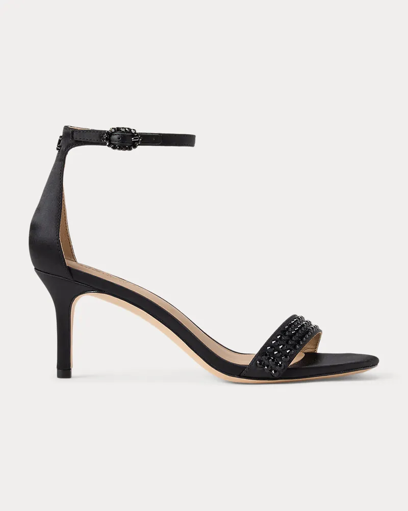 Ralph Lauren Satin-Sandale Allie mit Strasssteinen Black