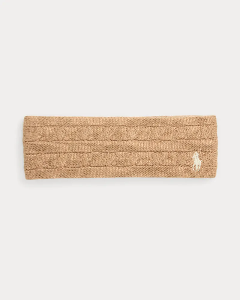 Ralph Lauren Woll-Kaschmir-Stirnband mit Zopfmuster Tan