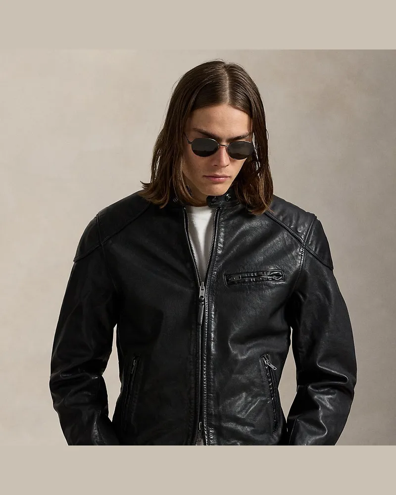 Ralph Lauren Bikerjacke aus Leder Black