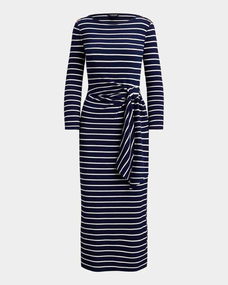 Ralph Lauren Kurzgrößen - Gestreiftes Kleid mit Schnürdetail Blue