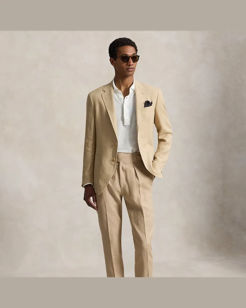 Ralph Lauren Anzughose aus Leinen mit Falten Brown