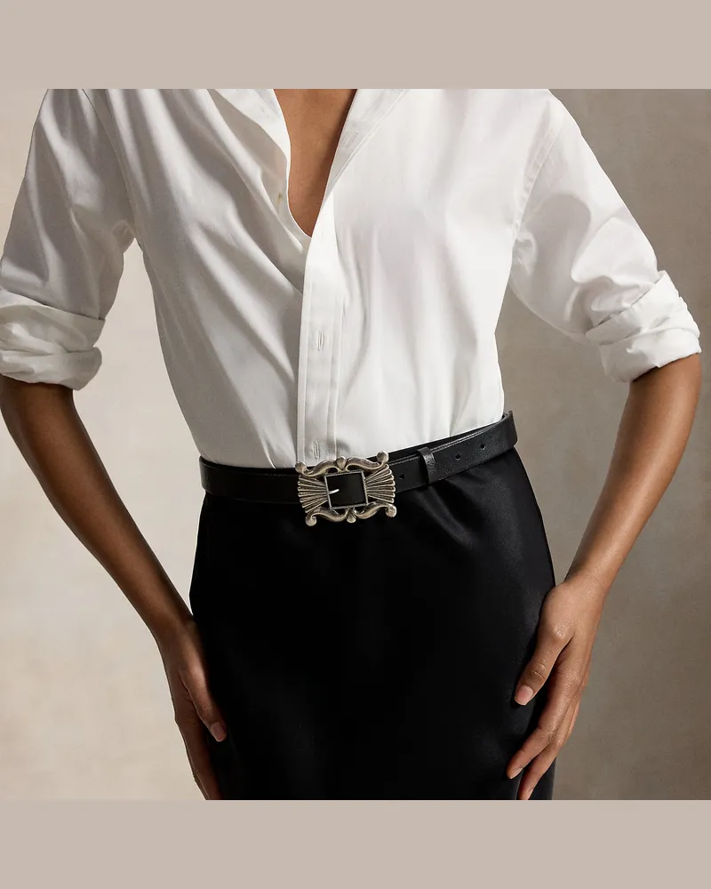 Ralph Lauren Ledergürtel mit dekorativer Schnalle Black
