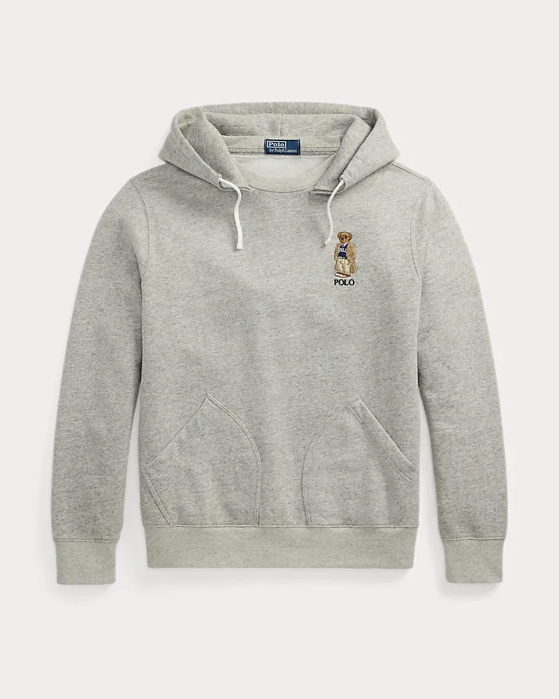 Ralph Lauren Fleece-Kapuzenpullover mit Polo Bear Grey