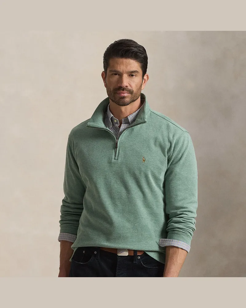Ralph Lauren Große Größen - Rippenpullover mit Viertelreißverschluss Green